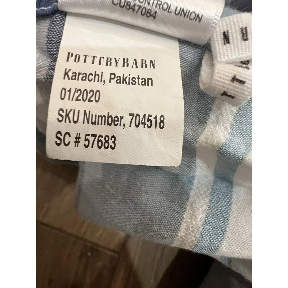 Pottery Barn Chandler Stripe King duvet Cover Set Organic Beach coastal *Read